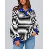imagePRETTYGARDEN Womens Oversized Striped Sweatshirts 2024 Fall Trendy Casual Long Sleeve Button Up Tops Shirt Preppy ClothesStriped Black White