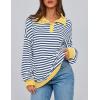 imagePRETTYGARDEN Womens Oversized Striped Sweatshirts 2024 Fall Trendy Casual Long Sleeve Button Up Tops Shirt Preppy ClothesStriped Blue White