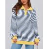 imagePRETTYGARDEN Womens Oversized Striped Sweatshirts 2024 Fall Trendy Casual Long Sleeve Button Up Tops Shirt Preppy ClothesStriped Blue White