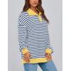 imagePRETTYGARDEN Womens Oversized Striped Sweatshirts 2024 Fall Trendy Casual Long Sleeve Button Up Tops Shirt Preppy ClothesStriped Blue White