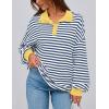 imagePRETTYGARDEN Womens Oversized Striped Sweatshirts 2024 Fall Trendy Casual Long Sleeve Button Up Tops Shirt Preppy ClothesStriped Blue White