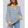 imagePRETTYGARDEN Womens Oversized Striped Sweatshirts 2024 Fall Trendy Casual Long Sleeve Button Up Tops Shirt Preppy ClothesStriped Blue White