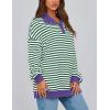 imagePRETTYGARDEN Womens Oversized Striped Sweatshirts 2024 Fall Trendy Casual Long Sleeve Button Up Tops Shirt Preppy ClothesStriped Green White