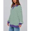 imagePRETTYGARDEN Womens Oversized Striped Sweatshirts 2024 Fall Trendy Casual Long Sleeve Button Up Tops Shirt Preppy ClothesStriped Green White