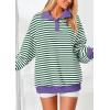 imagePRETTYGARDEN Womens Oversized Striped Sweatshirts 2024 Fall Trendy Casual Long Sleeve Button Up Tops Shirt Preppy ClothesStriped Green White