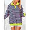 imagePRETTYGARDEN Womens Oversized Striped Sweatshirts 2024 Fall Trendy Casual Long Sleeve Button Up Tops Shirt Preppy ClothesStriped Pink Green