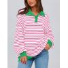 imagePRETTYGARDEN Womens Oversized Striped Sweatshirts 2024 Fall Trendy Casual Long Sleeve Button Up Tops Shirt Preppy ClothesStriped Pink White