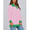 imagePRETTYGARDEN Womens Oversized Striped Sweatshirts 2024 Fall Trendy Casual Long Sleeve Button Up Tops Shirt Preppy ClothesStriped Pink White