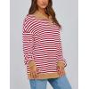 imagePRETTYGARDEN Womens Oversized Striped Sweatshirts 2024 Fall Trendy Casual Long Sleeve Button Up Tops Shirt Preppy ClothesStriped Red White