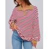 imagePRETTYGARDEN Womens Oversized Striped Sweatshirts 2024 Fall Trendy Casual Long Sleeve Button Up Tops Shirt Preppy ClothesStriped Red White