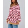 imagePRETTYGARDEN Womens Oversized Striped Sweatshirts 2024 Fall Trendy Casual Long Sleeve Button Up Tops Shirt Preppy ClothesStriped Red White
