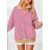 imagePRETTYGARDEN Womens Oversized Striped Sweatshirts 2024 Fall Trendy Casual Long Sleeve Button Up Tops Shirt Preppy ClothesStriped Red White
