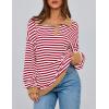 imagePRETTYGARDEN Womens Oversized Striped Sweatshirts 2024 Fall Trendy Casual Long Sleeve Button Up Tops Shirt Preppy ClothesStriped Red White