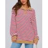 imagePRETTYGARDEN Womens Oversized Striped Sweatshirts 2024 Fall Trendy Casual Long Sleeve Button Up Tops Shirt Preppy ClothesStriped Red White