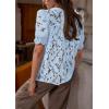 imagePRETTYGARDEN Womens Summer Lace Tops Short Puff Sleeve Casual Dressy Blouses Eyelet Crew Neck Button Down ShirtsLight Blue