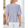imagePRETTYGARDEN Womens Tie Front Striped Shirt 2025 Summer Trendy Fashion Cute Babydoll Tops Peplum Puffy Sleeve BlouseNavy