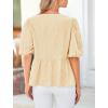 imagePRETTYGARDEN Womens Tie Front Striped Shirt 2025 Summer Trendy Fashion Cute Babydoll Tops Peplum Puffy Sleeve BlouseYellow