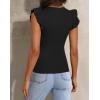 imagePRETTYGARDEN Womens V Neck Summer Tops Ruffle Sleeveless Slim Fit T Shirts Going Out Casual Blouses 2025Black