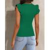 imagePRETTYGARDEN Womens V Neck Summer Tops Ruffle Sleeveless Slim Fit T Shirts Going Out Casual Blouses 2025Green