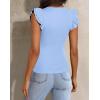 imagePRETTYGARDEN Womens V Neck Summer Tops Ruffle Sleeveless Slim Fit T Shirts Going Out Casual Blouses 2025Light Blue
