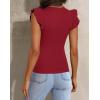 imagePRETTYGARDEN Womens V Neck Summer Tops Ruffle Sleeveless Slim Fit T Shirts Going Out Casual Blouses 2025Wine Red