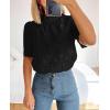 imagePRETTYGARDEN Summer Tops for Women Trendy Short Sleeve Eyelet Embroidered Dressy Casual Blouse ShirtsBlack