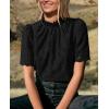 imagePRETTYGARDEN Summer Tops for Women Trendy Short Sleeve Eyelet Embroidered Dressy Casual Blouse ShirtsBlack