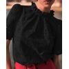 imagePRETTYGARDEN Summer Tops for Women Trendy Short Sleeve Eyelet Embroidered Dressy Casual Blouse ShirtsBlack