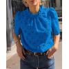 imagePRETTYGARDEN Summer Tops for Women Trendy Short Sleeve Eyelet Embroidered Dressy Casual Blouse ShirtsBrilliant Blue