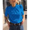 imagePRETTYGARDEN Summer Tops for Women Trendy Short Sleeve Eyelet Embroidered Dressy Casual Blouse ShirtsBrilliant Blue