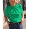 imagePRETTYGARDEN Summer Tops for Women Trendy Short Sleeve Eyelet Embroidered Dressy Casual Blouse ShirtsGreen
