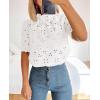 imagePRETTYGARDEN Summer Tops for Women Trendy Short Sleeve Eyelet Embroidered Dressy Casual Blouse ShirtsWhite