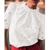 imagePRETTYGARDEN Summer Tops for Women Trendy Short Sleeve Eyelet Embroidered Dressy Casual Blouse ShirtsWhite