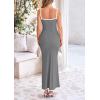 imagePRETTYGARDEN Womens Maxi Dress 2025 Summer Casual Spaghetti Strap Bodycon Long Holiday Beach DressesGrey