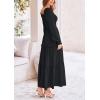imagePRETTYGARDEN Womens Smocked Maxi Dress Casual Long Sleeve Square Neck Tiered A Line Flowy Dresses with PocketsBlack