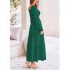 imagePRETTYGARDEN Womens Smocked Maxi Dress Casual Long Sleeve Square Neck Tiered A Line Flowy Dresses with PocketsDark Green