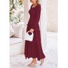 imagePRETTYGARDEN Womens Smocked Maxi Dress Casual Long Sleeve Square Neck Tiered A Line Flowy Dresses with PocketsDark Wine Red