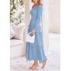 imagePRETTYGARDEN Womens Smocked Maxi Dress Casual Long Sleeve Square Neck Tiered A Line Flowy Dresses with PocketsLight Blue