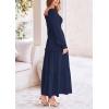 imagePRETTYGARDEN Womens Smocked Maxi Dress Casual Long Sleeve Square Neck Tiered A Line Flowy Dresses with PocketsNavy