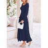 imagePRETTYGARDEN Womens Smocked Maxi Dress Casual Long Sleeve Square Neck Tiered A Line Flowy Dresses with PocketsNavy