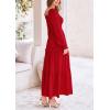 imagePRETTYGARDEN Womens Smocked Maxi Dress Casual Long Sleeve Square Neck Tiered A Line Flowy Dresses with PocketsRed