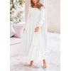 imagePRETTYGARDEN Womens Smocked Maxi Dress Casual Long Sleeve Square Neck Tiered A Line Flowy Dresses with PocketsWhite