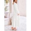 imagePRETTYGARDEN Womens Smocked Maxi Dress Casual Long Sleeve Square Neck Tiered A Line Flowy Dresses with PocketsWhite