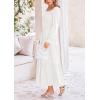 imagePRETTYGARDEN Womens Smocked Maxi Dress Casual Long Sleeve Square Neck Tiered A Line Flowy Dresses with PocketsWhite