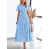 imagePRETTYGARDEN Womens Summer Maxi Dress Short Sleeve V Neck Hollow Out Eyelet A Line Long Flowy Beach Vacation DressesLight Blue
