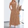 imagePRETTYGARDEN Womens Summer Spaghetti Strap Maxi Dresses Plaid Square Neck A Line Smocked Casual Vacation Long SundressCoffee