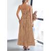 imagePRETTYGARDEN Womens Summer Spaghetti Strap Maxi Dresses Plaid Square Neck A Line Smocked Casual Vacation Long SundressCoffee
