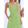 imagePRETTYGARDEN Womens Summer Spaghetti Strap Maxi Dresses Plaid Square Neck A Line Smocked Casual Vacation Long SundressGreen