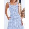 imagePRETTYGARDEN Womens Summer Spaghetti Strap Maxi Dresses Plaid Square Neck A Line Smocked Casual Vacation Long SundressLight Blue