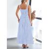 imagePRETTYGARDEN Womens Summer Spaghetti Strap Maxi Dresses Plaid Square Neck A Line Smocked Casual Vacation Long SundressLight Blue